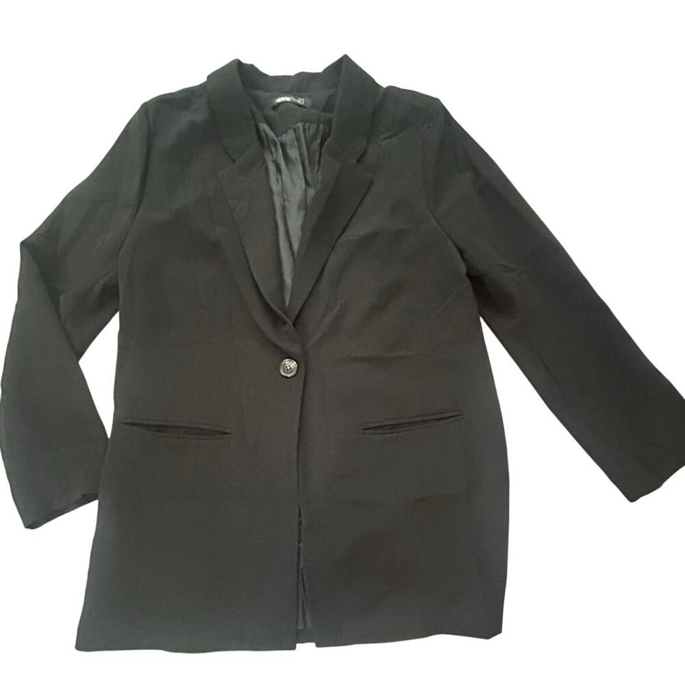 Stoosh Black Blazer Womens Medium Stretch One Button Career